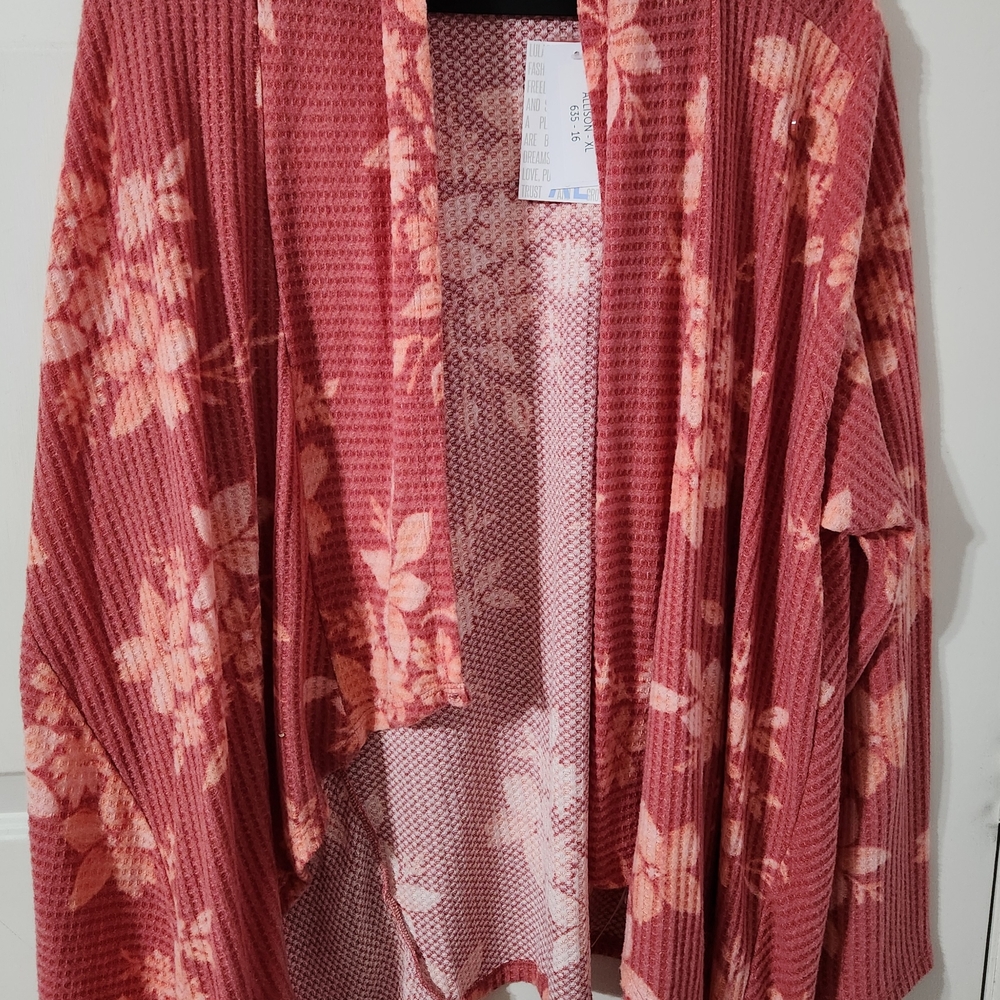 LuLaRoe Pink Floral Open Cardigan